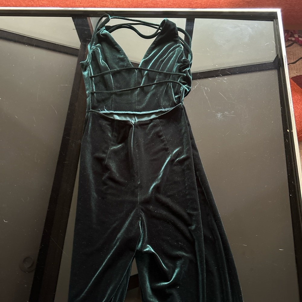 Velvet emerald green jumpsuit